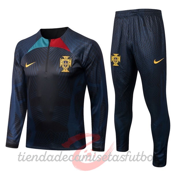 Chandal Portugal 2022 Negro Azul Camisetas Originales Baratas