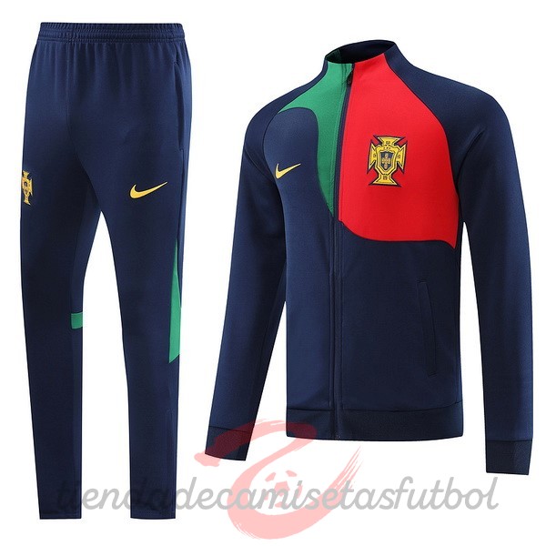 Conjunto Completo Ropa Deportiva Con Cremallera Larga Portugal 2022 Azul Rojo Camisetas Originales Baratas