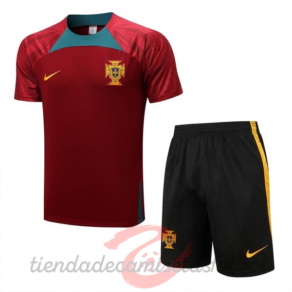 Entrenamiento Conjunto Completo Portugal 2022 Rojo I Verde Negro Camisetas Originales Baratas