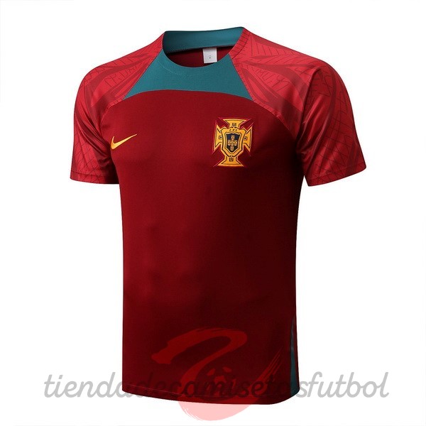 Entrenamiento Portugal 2022 Rojo Verde Camisetas Originales Baratas