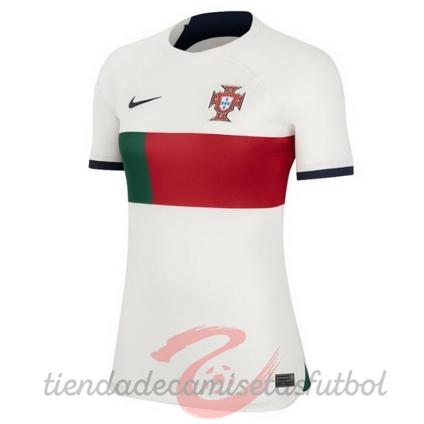 Segunda Camiseta Mujer Portugal 2022 Blanco Camisetas Originales Baratas