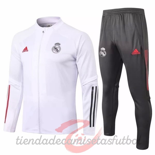 Chandal Real Madrid 2020 2021 Blanco Gris Rojo Camisetas Originales Baratas