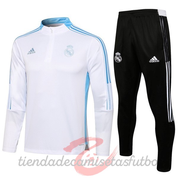 Chandal Real Madrid 2021 2022 Blanco Azul Negro Camisetas Originales Baratas