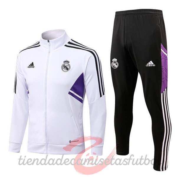 Chandal Real Madrid 2022 2023 Blanco I Negro Camisetas Originales Baratas