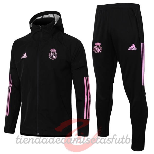 Conjunto Completo Rompevientos Real Madrid 2020 2021 Negro Rosa Camisetas Originales Baratas