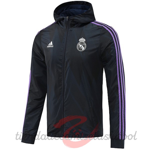 Rompevientos Real Madrid 2022 2023 Negro Purpura Camisetas Originales Baratas