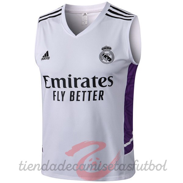 Camiseta Sin Mangas Real Madrid 2022 2023 Blanco Negro Purpura Camisetas Originales Baratas
