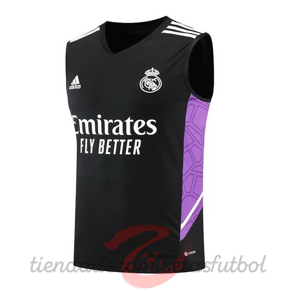 Camiseta Sin Mangas Real Madrid 2022 2023 Negro Purpura Camisetas Originales Baratas