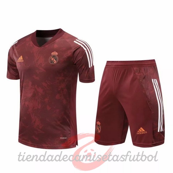 Entrenamiento Conjunto Completo Real Madrid 2020 2021 Borgona Camisetas Originales Baratas