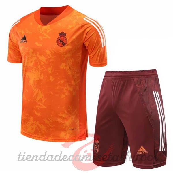 Entrenamiento Conjunto Completo Real Madrid 2020 2021 Naranja Camisetas Originales Baratas