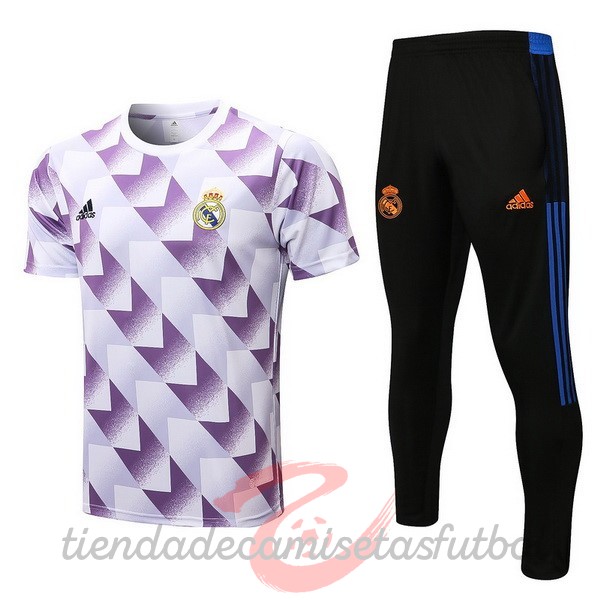 Entrenamiento Conjunto Completo Real Madrid 2022 2023 Blanco Purpura Negro Camisetas Originales Baratas