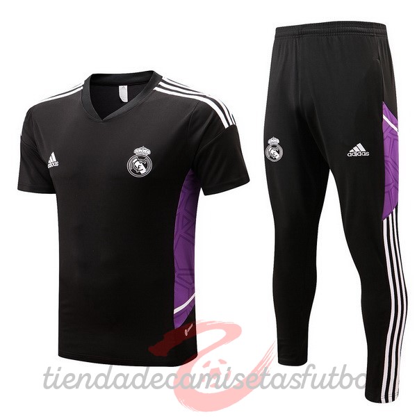 Entrenamiento Conjunto Completo Real Madrid 2022 2023 Negro Purpura Blanco Camisetas Originales Baratas