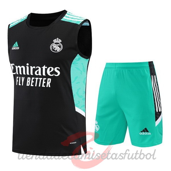 Entrenamiento Sin Mangas Conjunto Completo Real Madrid 2022 2023 Negro Verde Camisetas Originales Baratas