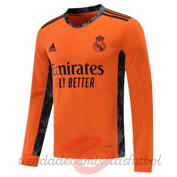 Segunda Manga Larga Real Madrid 2020 2021 Naranja Camisetas Originales Baratas