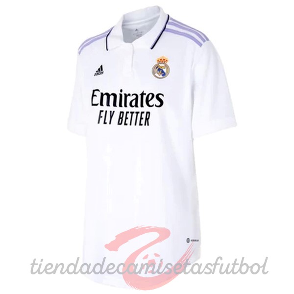 Casa Camiseta Mujer Real Madrid 2022 2023 Blanco Camisetas Originales Baratas