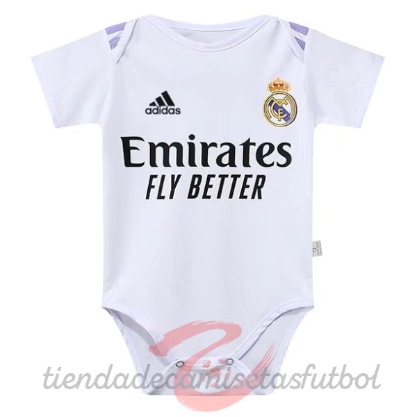 Casa Onesies Niños Real Madrid 2022 2023 Blanco Camisetas Originales Baratas