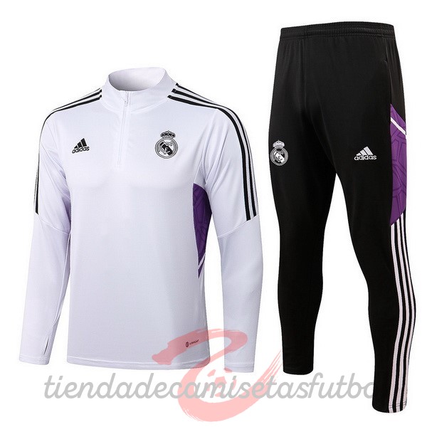 Chandal Niños Real Madrid 2022 2023 Blanco III Negro Camisetas Originales Baratas
