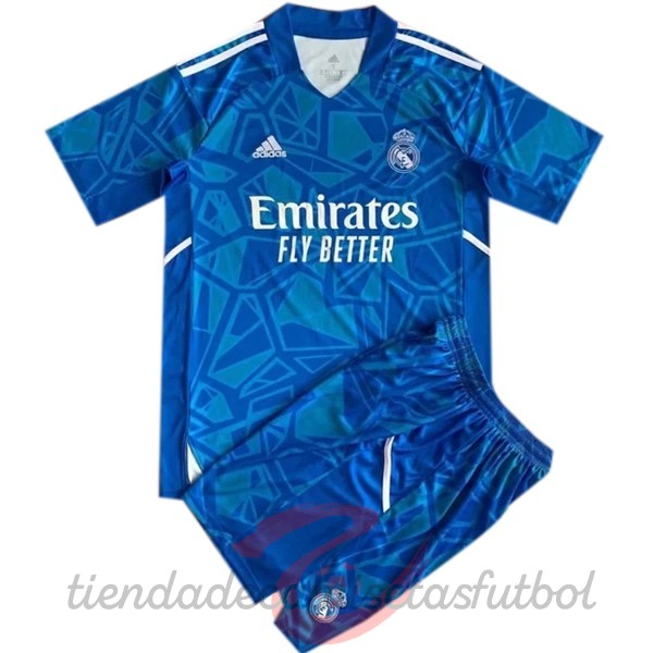Portero Conjunto De Niños Real Madrid 2022 2023 Azul Camisetas Originales Baratas