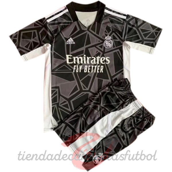 Portero Conjunto De Niños Real Madrid 2022 2023 Negro Camisetas Originales Baratas