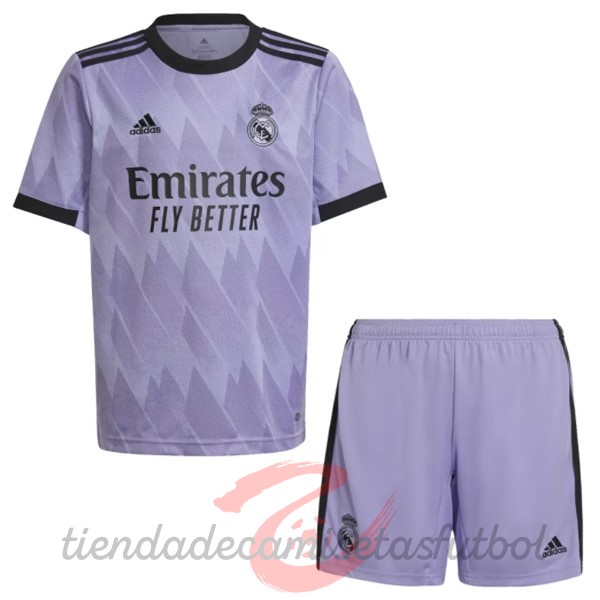 Segunda Conjunto De Niños Real Madrid 2022 2023 Purpura Camisetas Originales Baratas