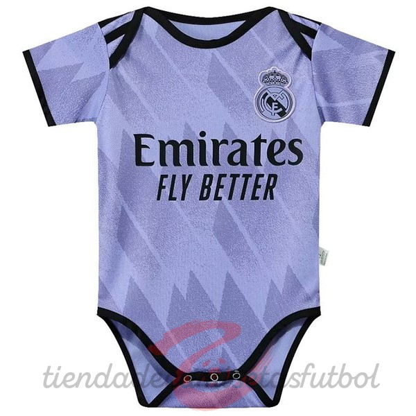 Segunda Onesies Niños Real Madrid 2022 2023 Purpura Camisetas Originales Baratas