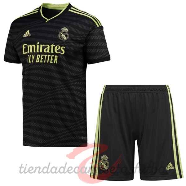 Tercera Conjunto De Niños Real Madrid 2022 2023 Negro Camisetas Originales Baratas