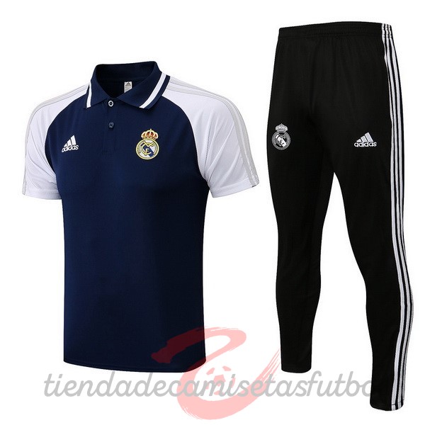 Conjunto Completo Polo Real Madrid 2022 2023 Negro Blanco Camisetas Originales Baratas