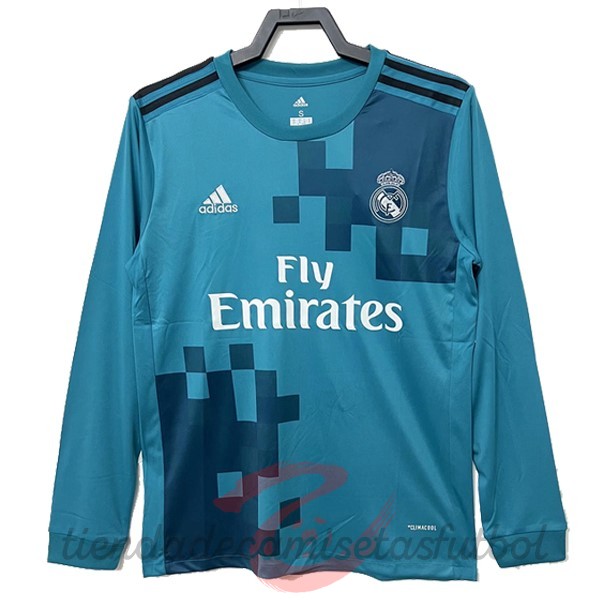 Tercera Camiseta Manga Larga Real Madrid Retro 2017 2018 Azul Camisetas Originales Baratas