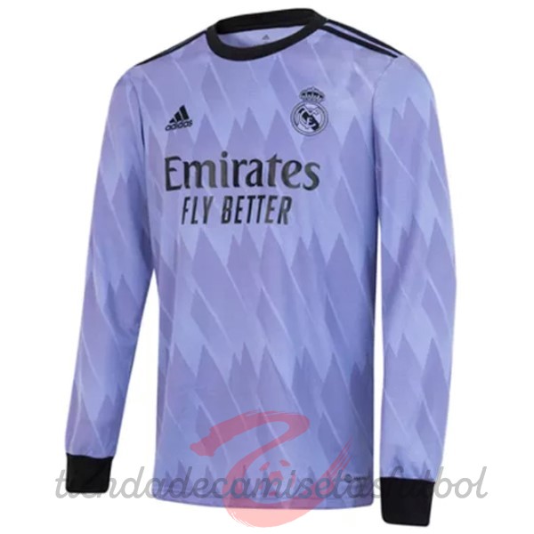 Tailandia Segunda Manga Larga Real Madrid 2022 2023 Purpura Camisetas Originales Baratas
