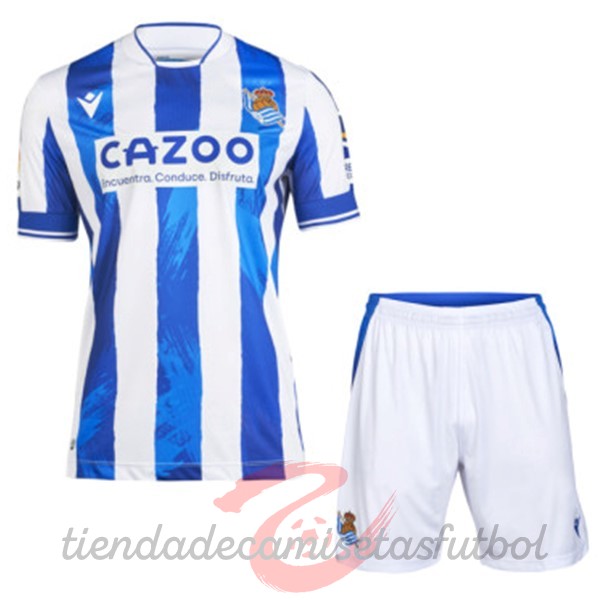 Casa Conjunto De Niños Real Sociedad 2022 2023 Blanco Azul Camisetas Originales Baratas