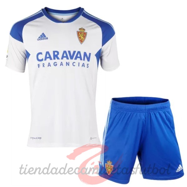 Casa Conjunto De Niños Real Zaragoza 2022 2023 Blanco Azul Camisetas Originales Baratas