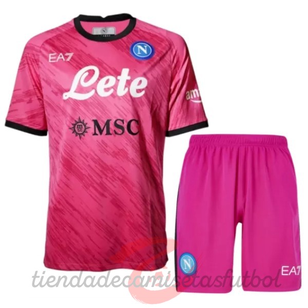 Portero Conjunto De Niños Napoli 2022 2023 Rosa Camisetas Originales Baratas