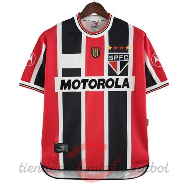 Segunda Camiseta São Paulo Retro 2000 Rojo Negro Camisetas Originales Baratas