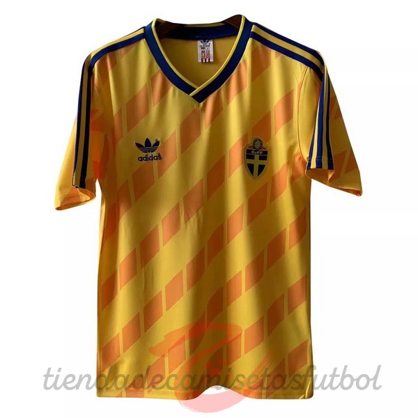 Casa Camiseta Suecia Retro 1988 Amarillo Camisetas Originales Baratas