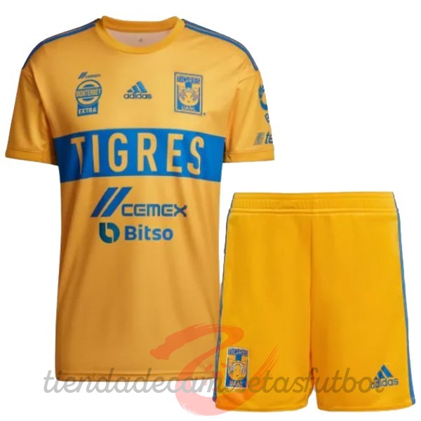 Casa Conjunto De Niños Tigres de la UANL 2022 2023 Amarillo Camisetas Originales Baratas