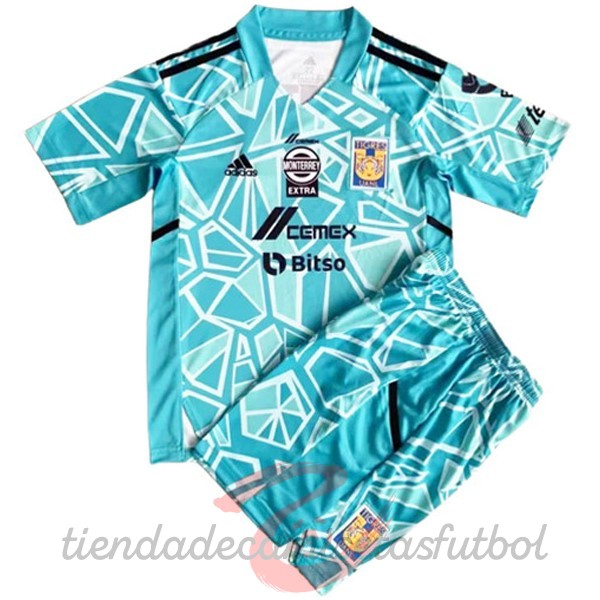 Portero Conjunto De Niños Tigres de la UANL 2022 2023 Azul Camisetas Originales Baratas