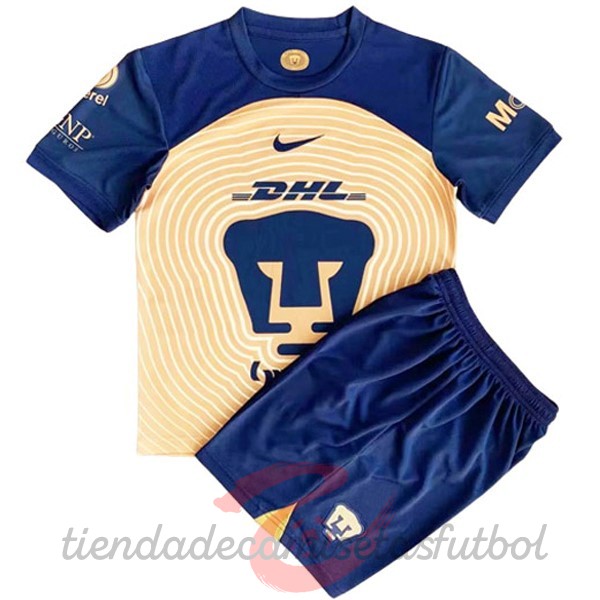 Segunda Camiseta Conjunto De Niños UNAM Pumas 2022 2023 Amarillo Camisetas Originales Baratas