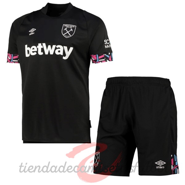 Segunda Conjunto De Niños West Ham United 2022 2023 Negro Camisetas Originales Baratas