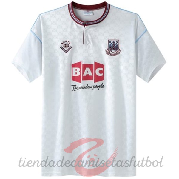 Segunda Camiseta West Ham United Retro 1989 1990 Blanco Camisetas Originales Baratas